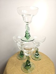 Cristal D’Arques Siesta Margarita Glasses Set 4 Cactus Stem Vintage Barware