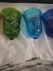 GA CRISTAL GIOIELLI DA TAVOLA ITALIAN CRYSTAL WINE GOBLETS 4pc Set ( Assorted)