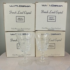 Vintage W.M. Dalton French Lead Crystal Goblets SET OF 8 in Original Boxes No 1