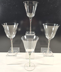 (4) Pier 1 Green Red White Twist Water Goblets Set Candy Cane Stemware P1C83 Lot