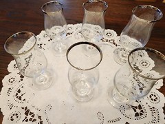 4″ Wine Glass Silver Rim Tulip Flare Aperatif Cordial Mid-Century (SET Of 6)