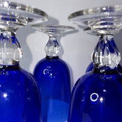 4 Casual Setting Sapphire 9 oz Water Goblets by Cristal D’Arques-Durand France