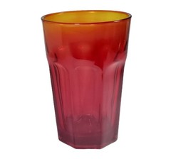 Vtg Amberina Glass Tumbler Drinking Glass 13 oz. 5″ Tall Glows Under UV Light