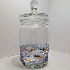 Fostoria Galleria Mosaic 9.5inApothecary Jar Canister Lid Milano Romania