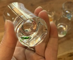 Set of 6 SALVIATI Crystal Vodka Shot Glasses with Colorful Faces ~ Unique!