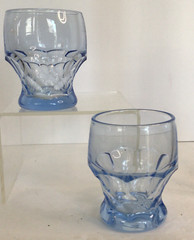(2) Vintage Cambridge Georgian Lt Blue 9 Oz Flat Tumblers Glass Tumblers 4” Tall