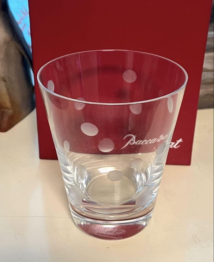 Baccarat Crown Tumbler Glass with Polka Dot Pattern Crystal Clear From Japan