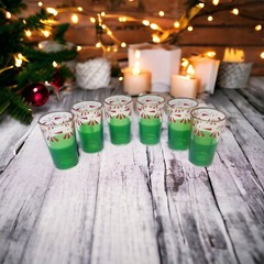 Vintage Venezia Italy Mid Century Green Gold Red Set Of 6 Shot Cordial Glasses