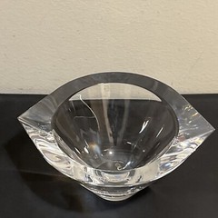ORREFORS MARIN Oval Bowl by Jan Johansson, Etched City Of Chicago – Signed