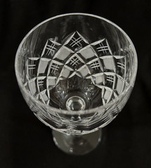 Bohemia Crystal Crystalex ~ 3 Criss-Cross & Cross-Hatch Cut Wine Goblets ~ EUC