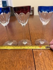 Vintage Cobalt Blue and Red CUT CRYSTAL Glass 4 oz Wine Glass Stemware