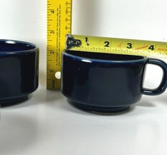 Vintage Pfaltzgraff Cups Mugs Bowls Cobalt Blue Ceramic 9 oz #100 Lot of 6