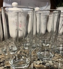 Vintage Thick Clear Glass Highball Tumbler Drinking Set Of 6 Excellent