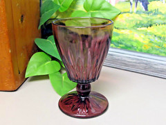 Hazel Atlas Moroccan Amethyst Footed Juice or Wine Glass ~ MCM ~ c. 1940s-1960s