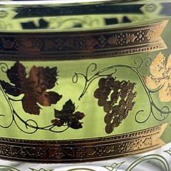 Vtg Set of (6) MCM Cera Green Golden Grapes & Columns Old Fashion Glasses 3 3/8”