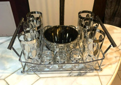 RETRO Atomic Barware Glass Caddy Set 14pc. VITREON QUEENS LUSTERWARE LTD