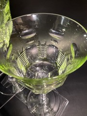 2 Waterford Simply Lime Cut to Clear Crystal Water Goblets Excellent 8 1/4″ EUC