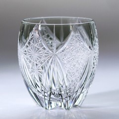 Cut Crystal Whiskey Glass Tumbler Edo Kiriko Drinkware Hand Cut Clear 12OZ Gray