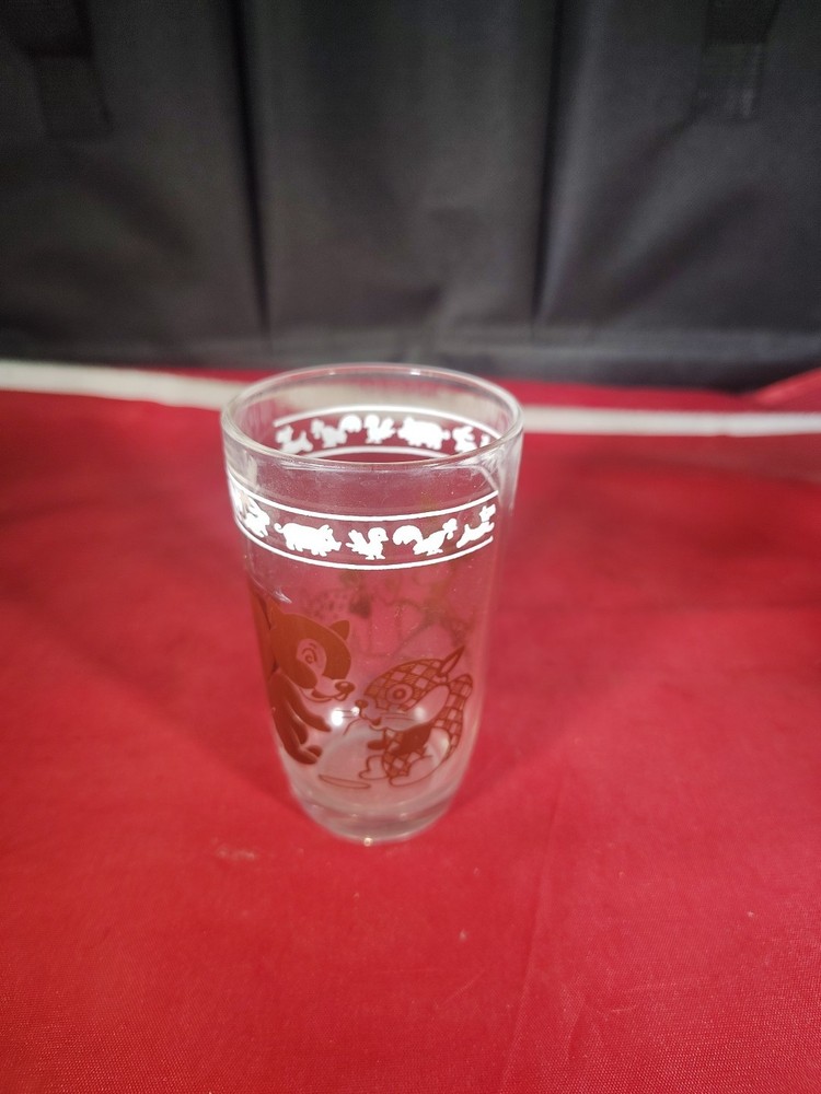 1956 Swanky Swig Cup Deer and Squirrel Pattern Brown & White Bartlett-Collins