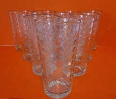 Set of 10 Pier 1 Honeycomb Pattern 6 1/8″ Highball Tumbler Glasses READ