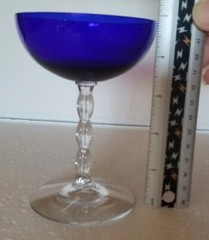 1 Champagne / Tall Sherbet Glass 5″ Fostoria Westchester Regal Blue Stem# 6012