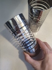 Silver Stripe Mid Century Barware Highball Glass Set of 2
