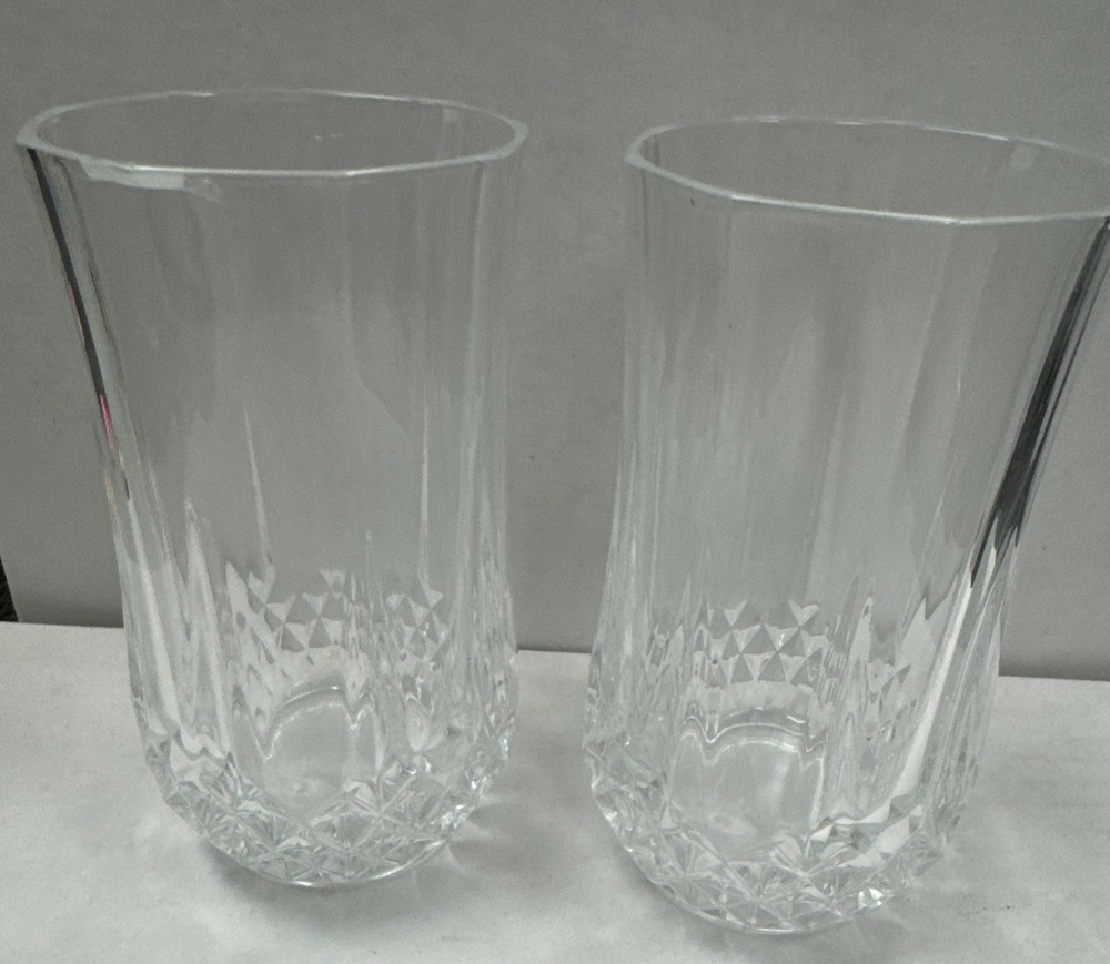 Two Cristal D’Arques Durand Longchamp Crystal Tumbler Water Glass, PAIR