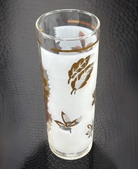 Federal Glass Frosted Gold Leaf Tom Collins Glass Mid-Century MCM Barware 6.75in