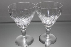 Two (2) ROYAL BRIERLEY ELIZABETH England 5 1/2” Crystal Water Wine Goblets MINT