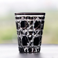 Hand Cut To Clear 10oz Black Old Fashioned Highball Whiskey Glasses Gift Box