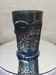 1 Tumbler, Carnival Glass Iridescent «Butterfly & Berry» Fenton Cobalt Blue