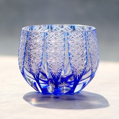 EDO KIRIKO SAIHOU JAPAN CUT LEAD GLASS Guinomi Ochoko Sake Cup 100ml
