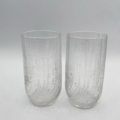 Vintage Arcoroc France Style Clear Textured Highball Tumblers Set of 2
