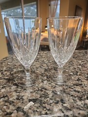 Pair of Waterford Crystal Marquis Sparkle Stemmed Ice Tea Glasses Goblets
