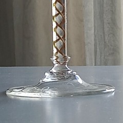 19th century Salviati Venetian etched goblet gold glitter twisted stem 16 cm