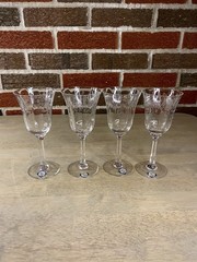 LENOX Castle Garden Blown Crystal 6 5/8″ Wine Glass Set of 4 Optic Panel
