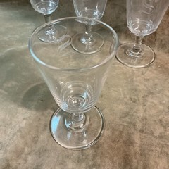 Circa 1880S Mckee Glass Company Clear Water Goblet A Lot Of 4 “S” monogram