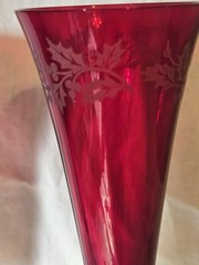 Lenox Crystal Holiday Holly Berries Gems Red Set of 2 Wine Goblets Glass Etched