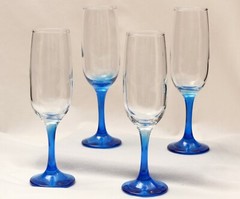 Crystal Champagne Flutes Blue Stems Set of 4 Epure New with Tags