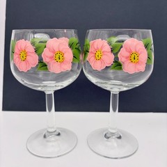 Set of 4 Franciscan Desert Rose Glass 6 1/2″ Goblets 10oz