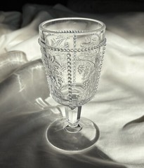 EAPG Goblet. Pattern Beaded Grape, California State by Bryce, Ripley. US Glass