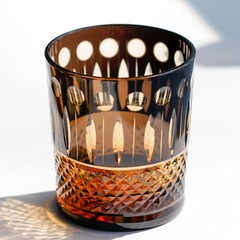 Hand Cut Clear Whisky Glasses Kiriko Glassware Drinkware Tumbler 9oz Amber Black