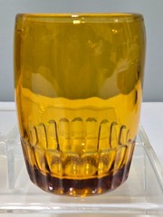 RARE Vintage 3 BARTLETT COLLINS Glass Hotel Barrel Tumblers AMBER Stamped BC