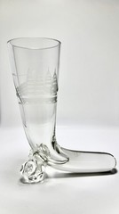 Vintage Toscany Glass Drinking Horn – Etched Sailing Ship Motif