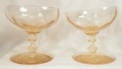 2 Heisey Old Dominion Champagne Low Sherbets Sahara Yellow 3380 Elegant Glass