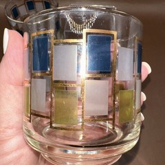 VINTAGE 1960’S LIBBEY NORDIC ROCK GLASSES GREEN BLUE GOLD EXC COND