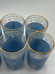 Vintage Jeanette Wedgwood Blue Hellenic Glasses Set of 6 Height 4” Juice Bar