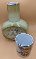 Nippon Hand Painted Floral Tumble Up Set Vintage Beautiful!
