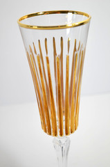 CC ZECCHIN Italian Murano Glass Gold Gilt Champagne Flutes Set Of 2