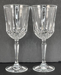 Vtg St. George American Heritage Cut Crystal Wine Glasses Set of 2 8oz USA MCM